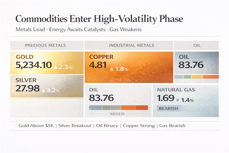 Commodity Market Analysis — February 26, 2026 | Gold, Silver, Crude Oil, Natural Gas, Copper