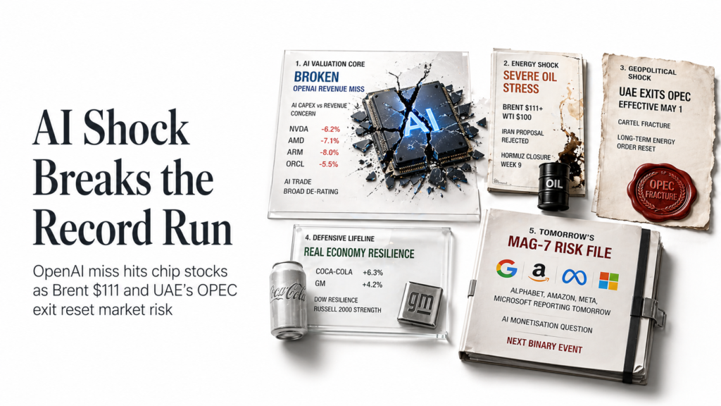 AI stock selloff and oil breakout above $111 in market close trading analysis with Nasdaq drop and rising volatility