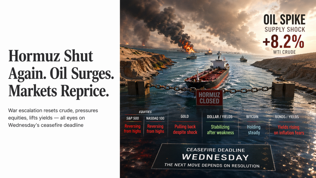 Morning Market Briefing April 20 2026 — Oil +7%, Iran Closes Hormuz, S&P Futures Fall | Capital Street FX