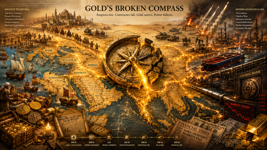 Gold broken compass