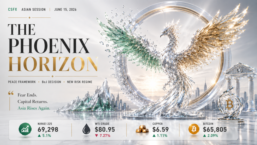 Peace Deal Ignites Asia — Nikkei Record +5.1%, Oil Retreats & BoJ Hikes Tomorrow | Technical Analysis – Asian Session Brief | 15 June 2026