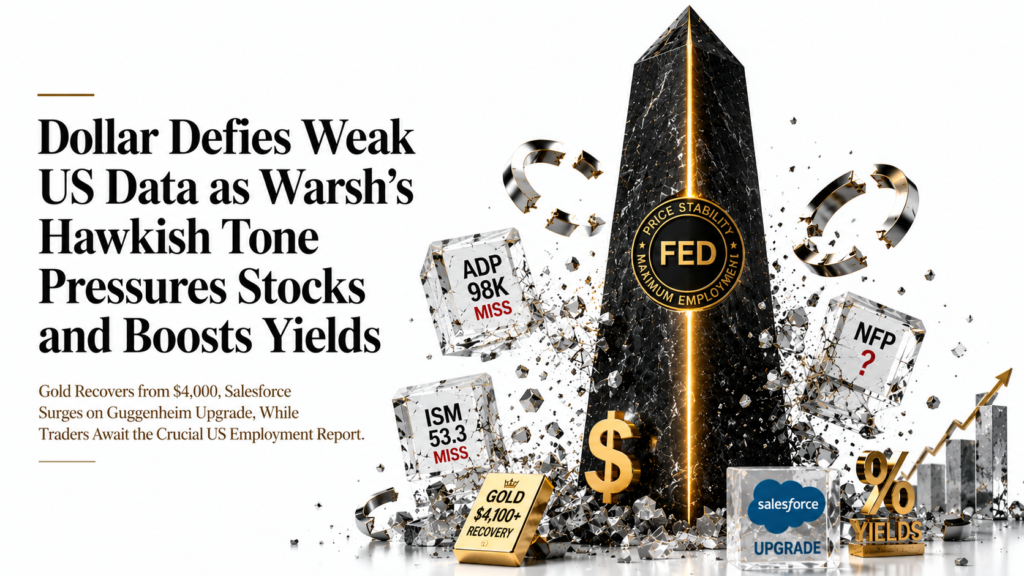 Warsh Declines to Give Forward Guidance at Sintra as S&P 500 Ekes Out a Fresh Record · Meta Surges on Cloud-Compute Pivot, Slamming Chipmakers & AI-Infra Miners · Salesforce Jumps on Guggenheim Upgrade · Gold Rebounds Toward $4,100 — S&P 500 ~7,508.51, US 10Y ~4.50%, WTI ~$68.32 | Technical Analysis US | 1 July 2026