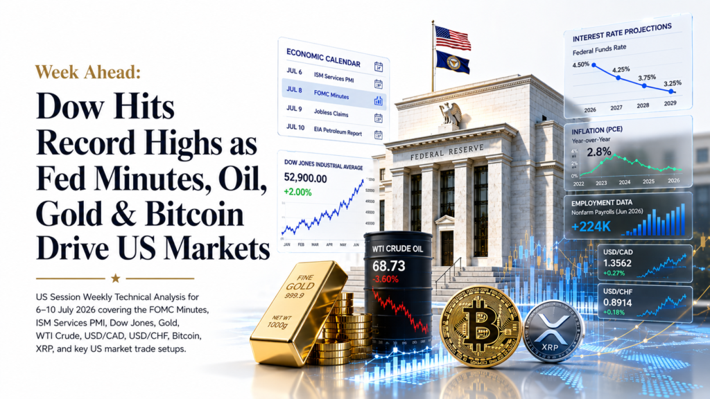 Week Ahead: Dow Jones Notches Record Highs as Oil Slides on Hormuz Reopening, Gold Rebounds on Soft Jobs Data, and Bitcoin Claws Back From Extreme Fear | US Weekly  Analysis | 6–10 July 2026