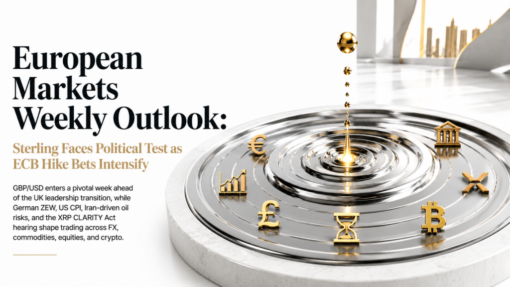 Week Ahead: Downing Street’s Handover Tests Sterling, ECB Rate-Hike Bets Collide with Iran-Driven Oil, and XRP’s CLARITY Act Hearing Set the Tone for the European Session | European Session – Weekly Analysis | 13–17 July 2026