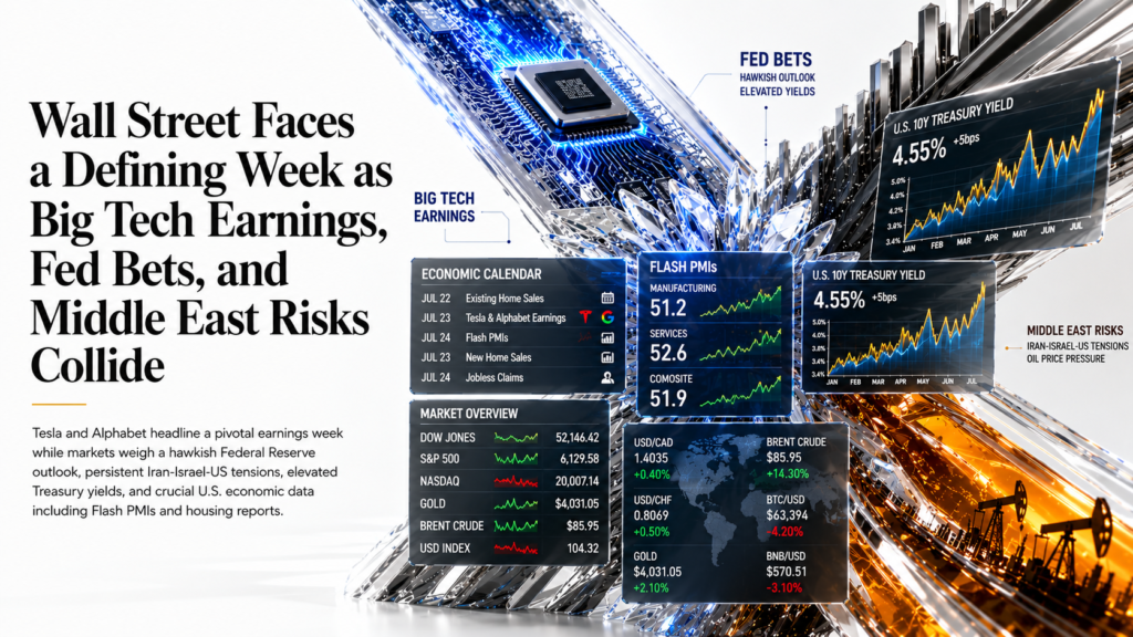 Week Ahead: Big Tech Earnings Collide With a Hawkish Fed Repricing and an Unresolved Iran-Israel-US Conflict, 20–24 July 2026 | U.S. Session – Weekly Analysis | 20–24 July 2026