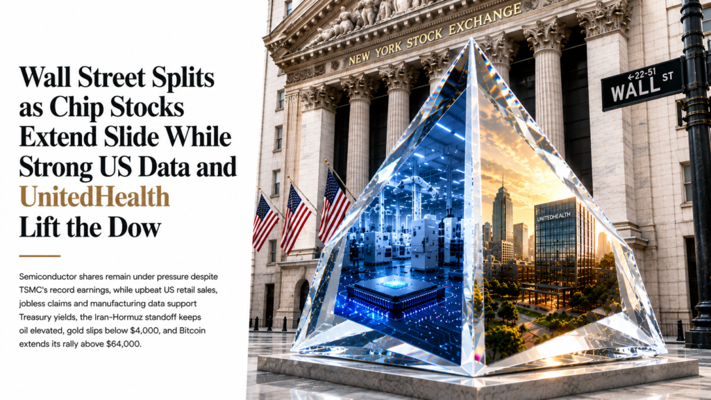 Chip Stocks Slide for a Second Day as US Blockade on Iran Grinds On, UnitedHealth’s Blowout Earnings Lift the Dow, Gold Slips Below $4,000, Retail Sales and Jobless Claims Beat, and Bitcoin Tops $64,300 | U.S. Session – Technical Analysis | 16 July 2026 (Live Update)