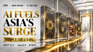 Kospi Soars on an AI Chip Rally as USD/JPY Hits a Four-Decade High, Copper and Crude Climb on Hormuz Supply Risk, Dogecoin Tests Critical Support | Asian Session Technical Analysis | 22 July 2026