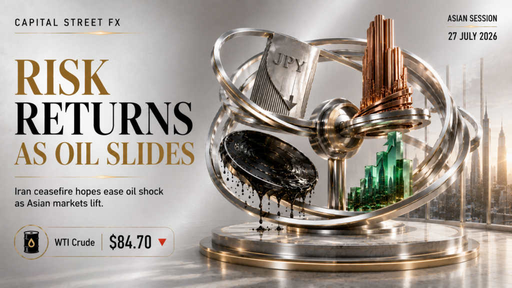 Oil Craters on Iran Ceasefire Hopes as Hang Seng Jumps, Yen Grinds Toward 164 as Tokyo’s Warnings Go Unheeded, Copper Holds Near Five-Week Highs | Asian Session Technical Analysis | 27 July 2026 (Live Update)