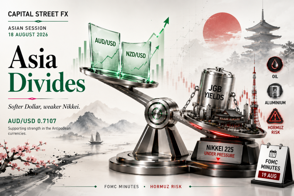 Nikkei 225 Slides as Japanese Bond Yields Hit a Three-Decade High While AUD/USD and NZD/USD Lead the Majors on a Softer Dollar | Technical Analysis – Asian Session | 18-08-2026
