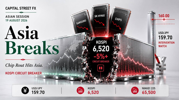 KOSPI Circuit Breaker Halts Trade as a Chip-Stock Rout Slams Seoul and Tokyo, the Yen Skids Toward 160 as Traders Brace for Tonight’s FOMC Minutes | Technical Analysis – Asian Session | 18-08-2026