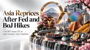 USD/JPY Jumps Toward 157.00 as the Bank of Japan Hikes to a 31-Year High of 1.25%, With Traders Still Digesting Wednesday’s Fed Hike and Crypto Pinned Near This Week’s CLARITY Act Lows | Technical Analysis – US Session | 18 September 2026
