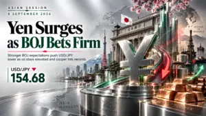 Yen surges as BOJ hike bets firm, with USD/JPY at 154.68 on 8 September 2026
