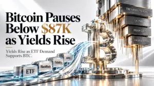 bitcoin pauses below 87k yields rise