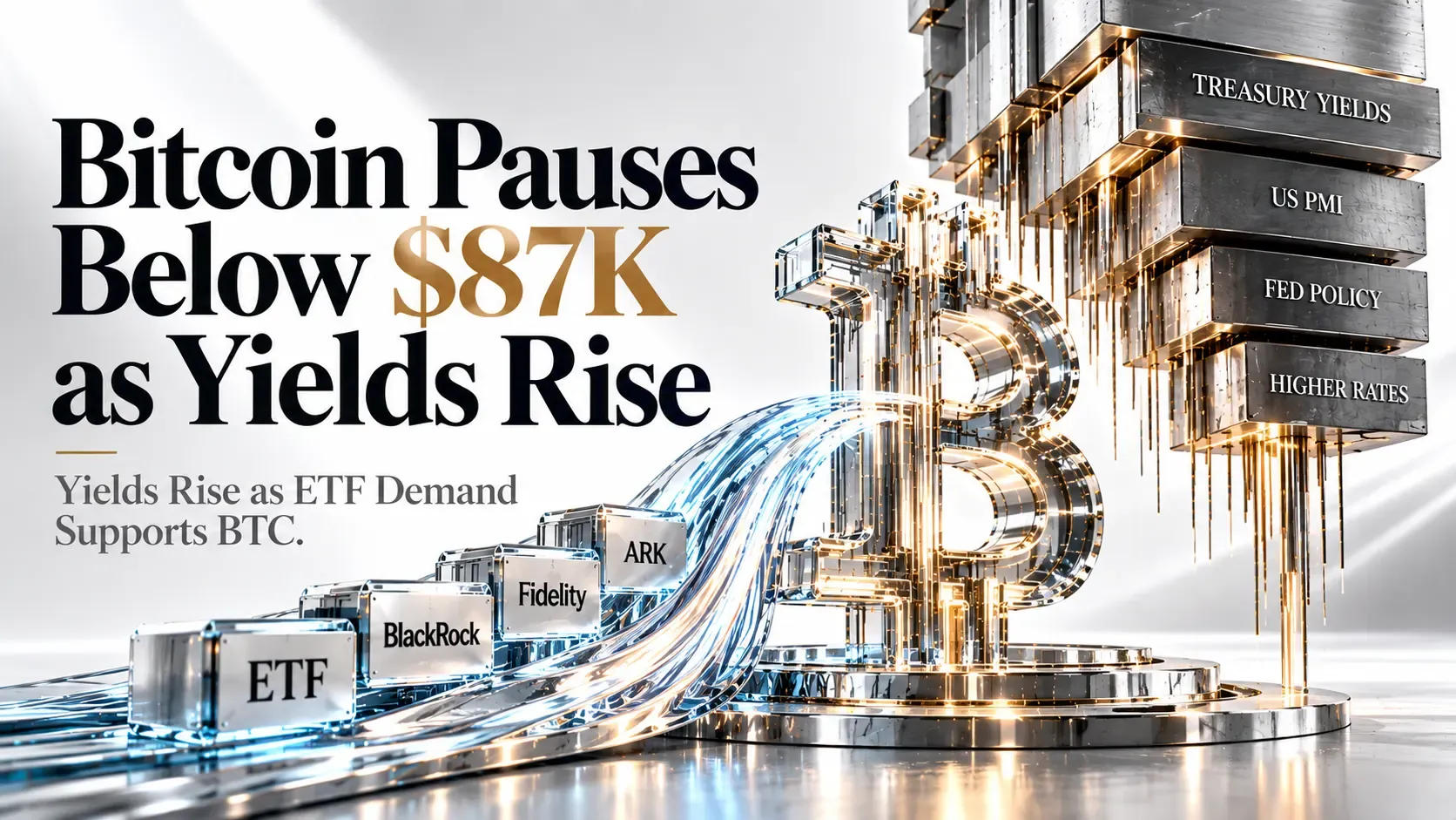 bitcoin pauses below 87k yields rise