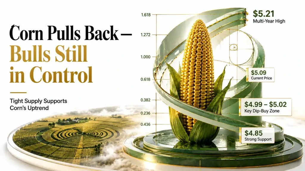 Trade Idea for Corn Today: Technical Summary, Fundamental News and a Trade Setup With Entry, Stop Loss and Take Profit