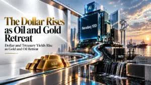 dollar rises oil gold retreat
