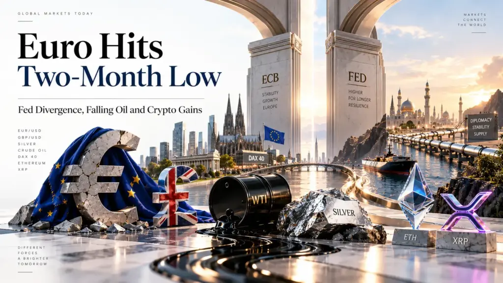 euro hits two month low