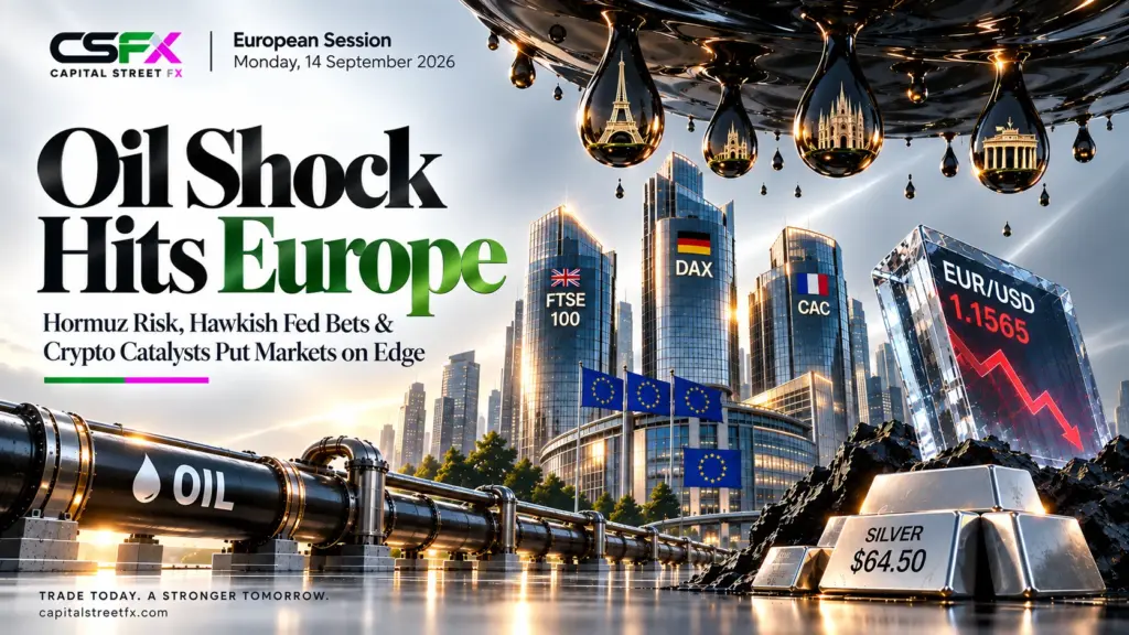 Oil’s Middle East Spike Rolls Into Europe as EUR/USD Hits a Four-Week Low Ahead of Fed and CLARITY Act Week | Technical Analysis – European Session | 14 September 2026
