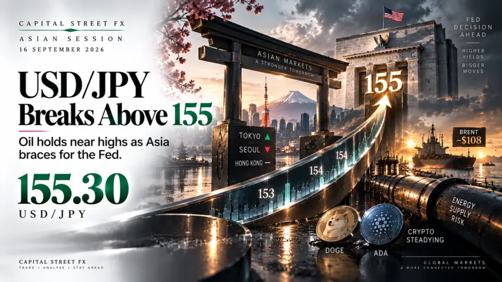 USD/JPY Hits Above 155 as Oil Holds Highs | Technical Analysis | Asian Session | 16 Sep 2026