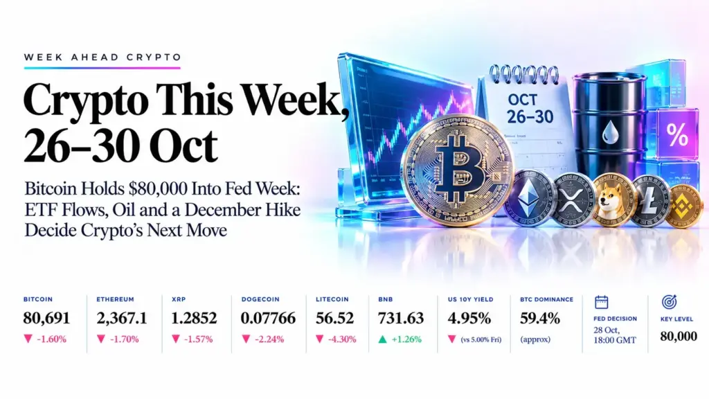 Bitcoin Holds $80,000 Into Fed Week: ETF Flows, Oil and a December Hike Decide Crypto’s Next Move | Technical Analysis – Crypto Report | 24 Oct 2026