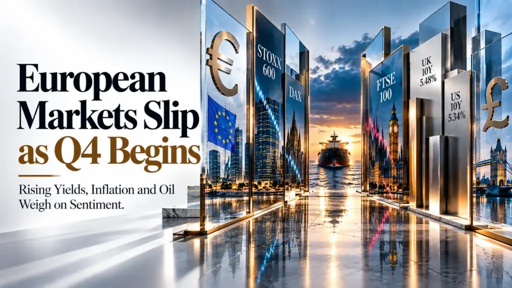 European Session Report: Stocks Slip as Q4 Opens, FTSE Sheds Over 1% With Brent Near $100, and the Euro Breaks Its Summer Lows | 01-10-2026