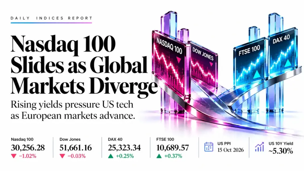 Nasdaq 100 Falls to 30,256 After Hot US CPI, Dow Holds 51,661 and FTSE 100 Rises to 10,690 | Technical Analysis – Index Report | 14-10-2026