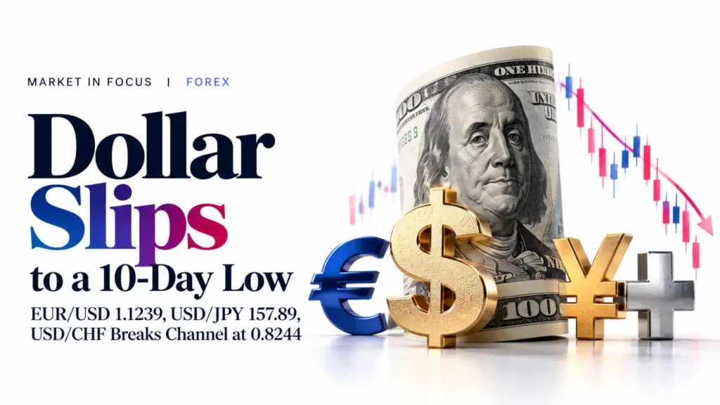 Dollar Slips to a 10-Day Low After Warsh Declines to Pre-Judge October: EUR/USD 1.1239, USD/JPY 157.89, USD/CHF Breaks Channel at 0.8244