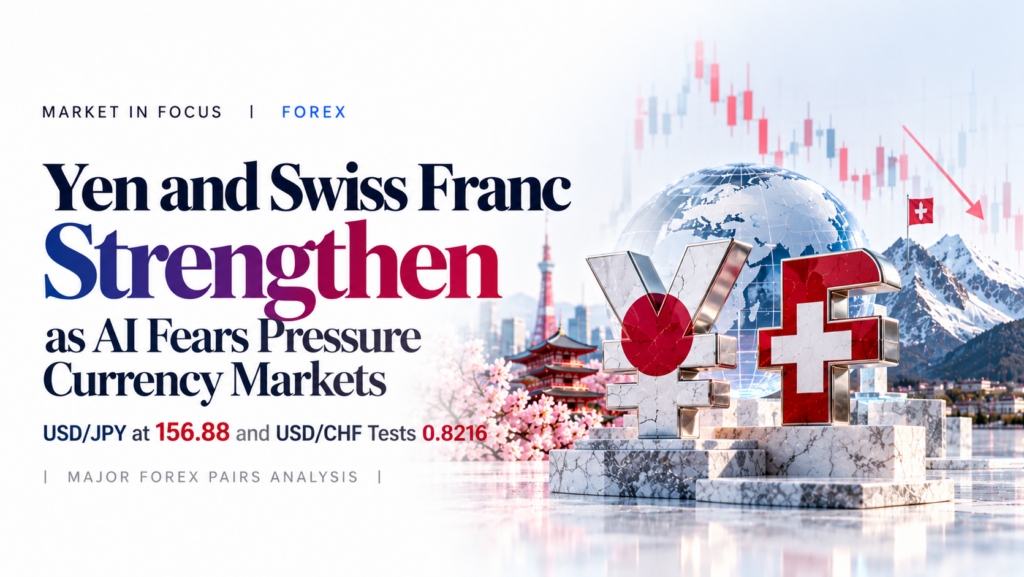 Yen and Swiss Franc Lead as AI Fears Hit Tech, USD/JPY Falls to 156.88, USD/CHF Tests 0.8216 and EUR/USD Holds 1.1209 Before Flash PMIs | Technical Analysis – Forex Report | 23 Oct 2026